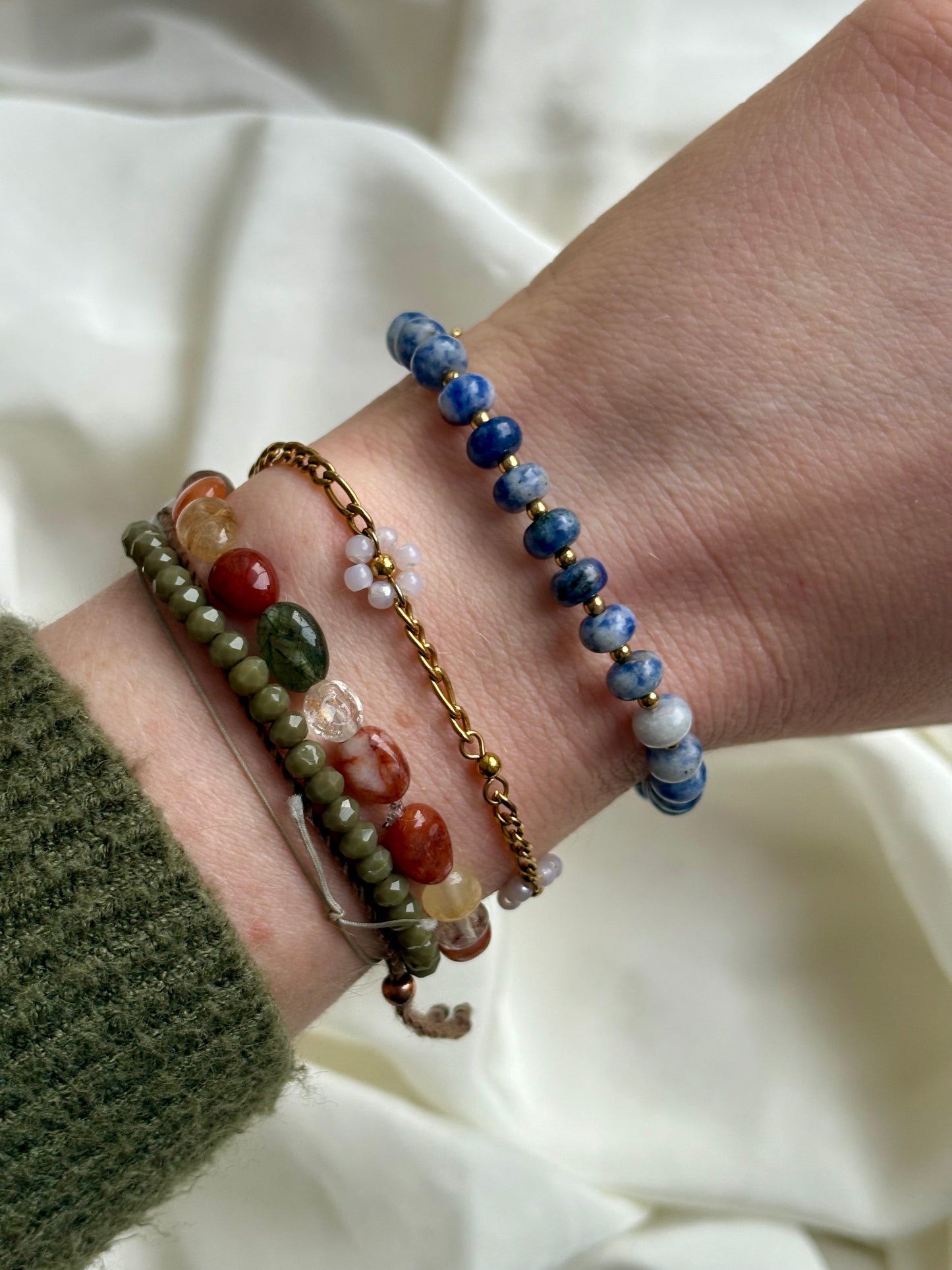 Edelstahl Armband Blue Pearl