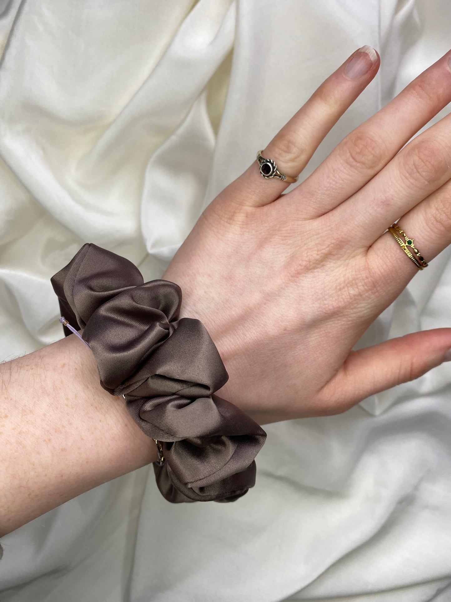 Scrunchie Taupe Satin