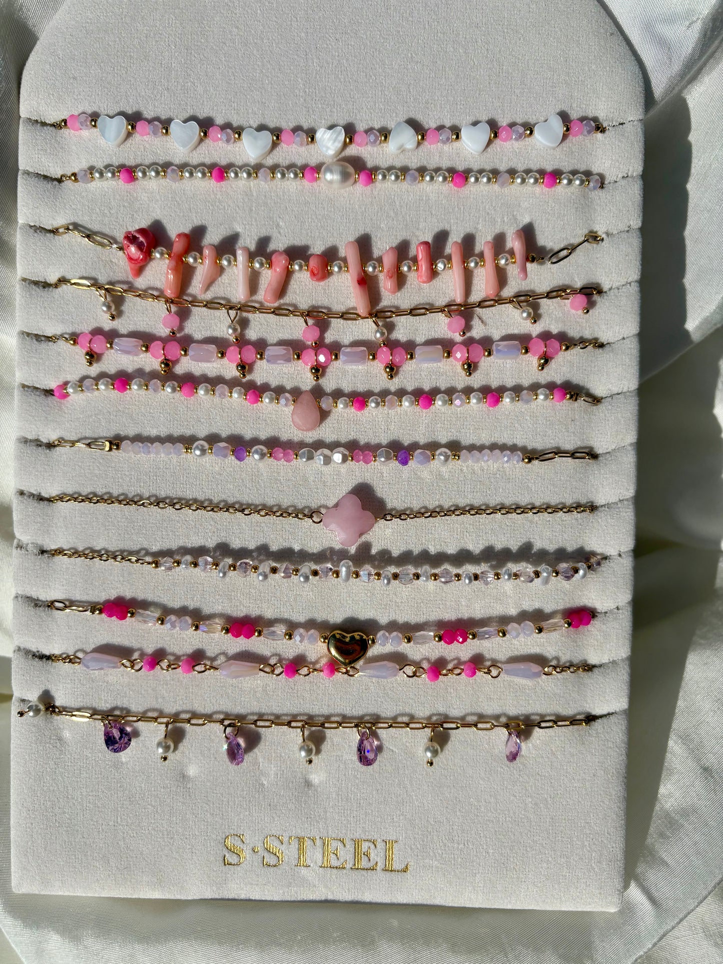 Edelstahl Kette Rosa Mix
