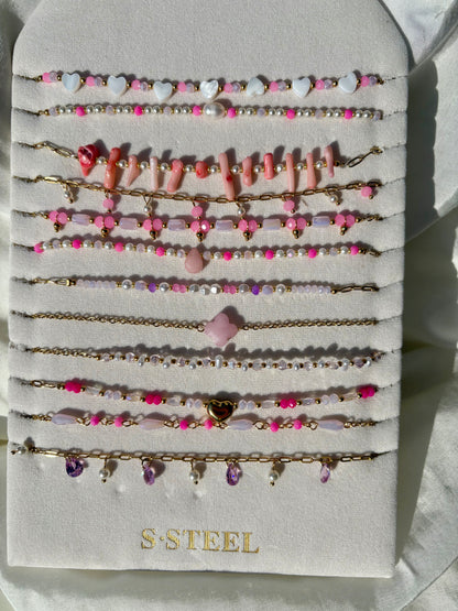 Edelstahl Kette Rosa Mix