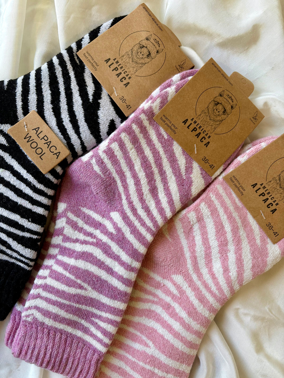 Alpaka Socken Zebra
