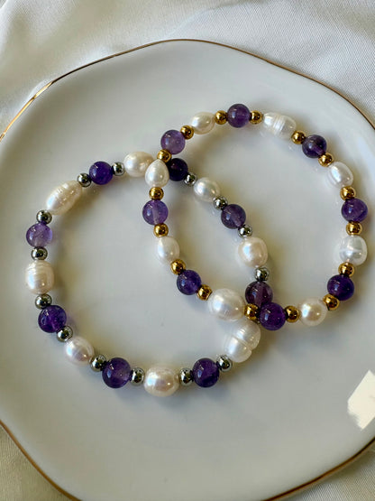 Lila Süßwasserperle Armband