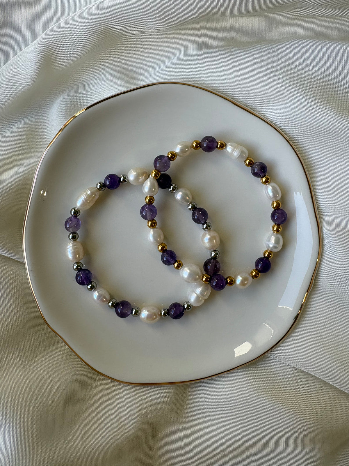 Lila Süßwasserperle Armband