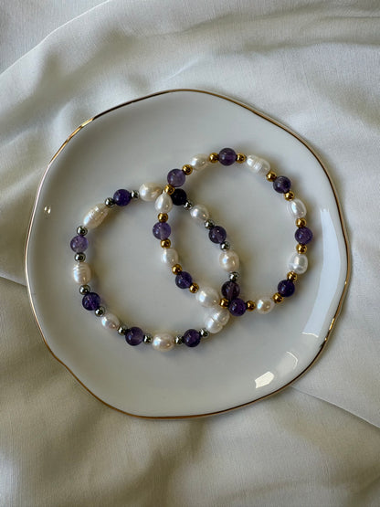 Lila Süßwasserperle Armband