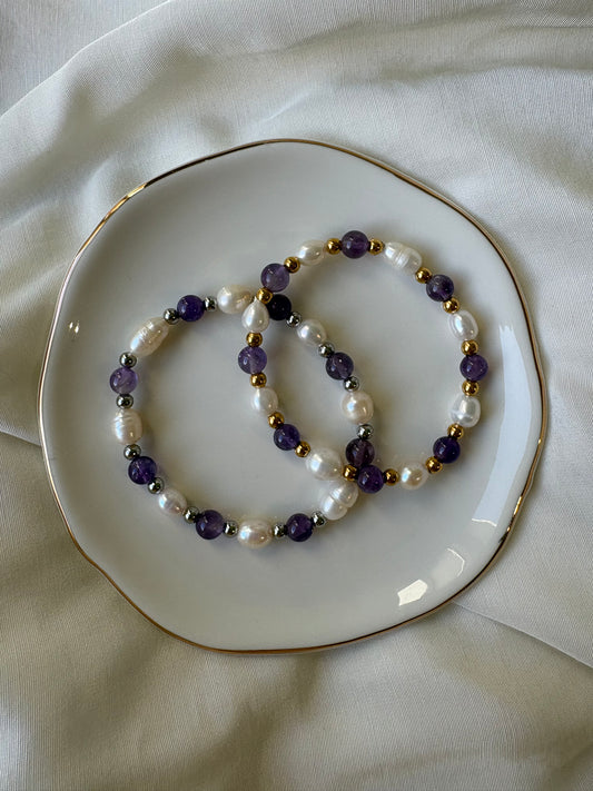 Lila Süßwasserperle Armband