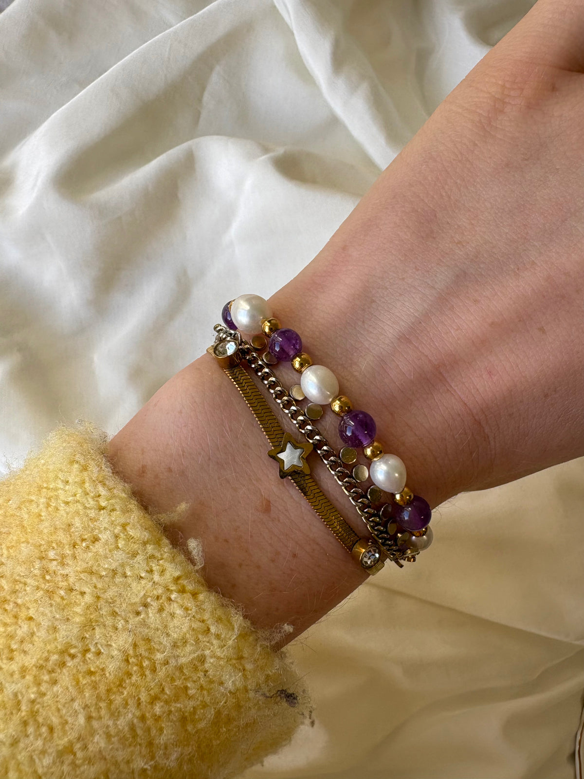 Lila Süßwasserperle Armband