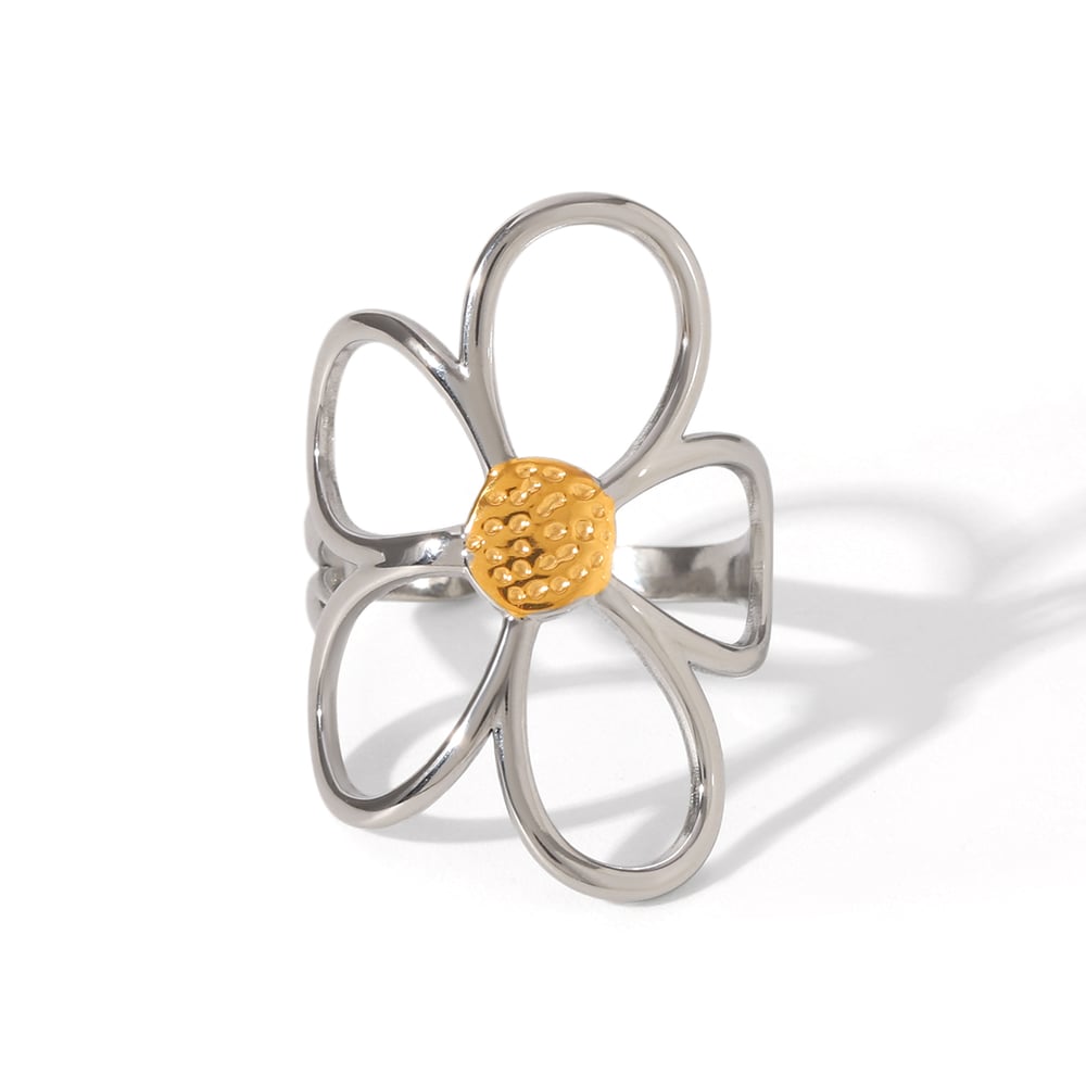 Edelstahl Ring Bicolor Flower