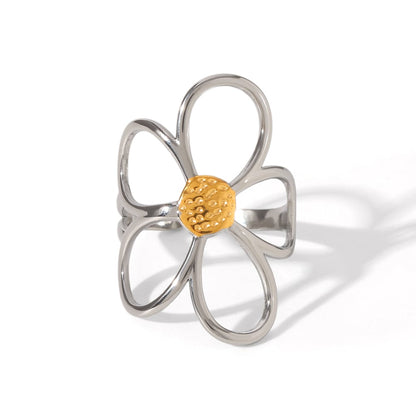 Edelstahl Ring Bicolor Flower