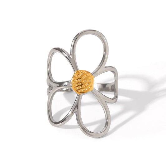 Edelstahl Ring Bicolor Flower