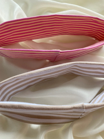 Haarband Gestreift Pink Beige Weiß