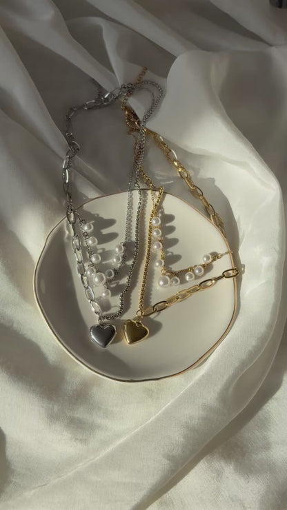 Edelstahl Kette Valentine Pearl
