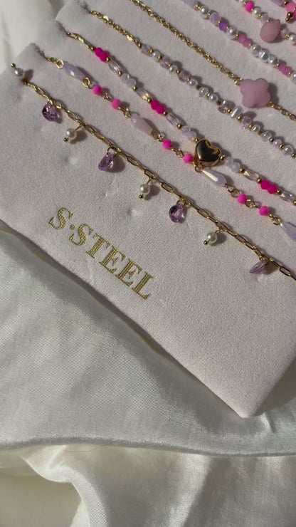 Edelstahl Kette Rosa Mix