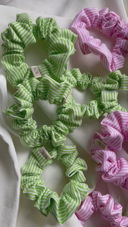 Scrunchie gestreift Pink Grün