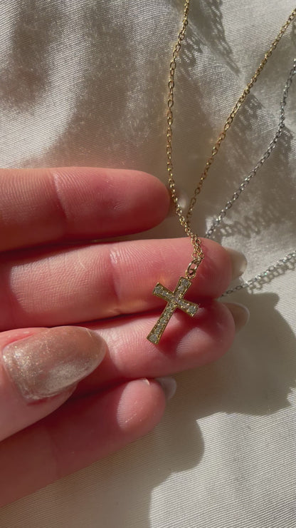 Edelstahl Kette Kreuz Diamond
