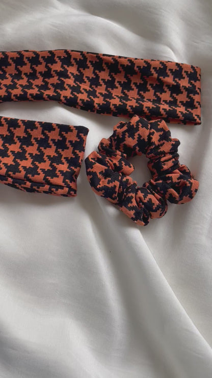 Yogaband Hahnentrittmuster Orangen Schwarz