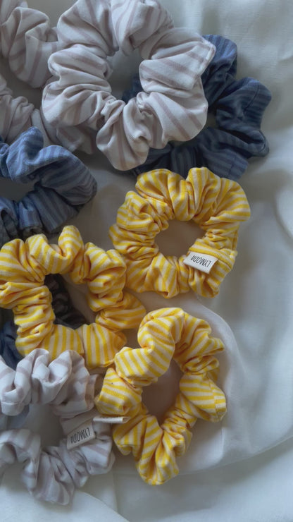 Scrunchiekollektion Strify gestreift Gelb Beige Blau