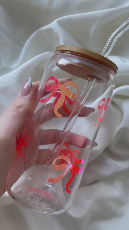 Schleifen Glas Pink Holo
