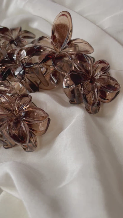 3 Blumen Haarspange Braun Leo
