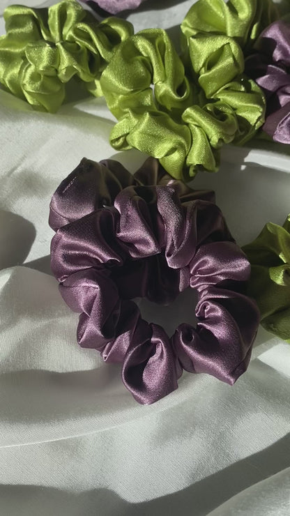Scrunchie Satin Grün & Lila
